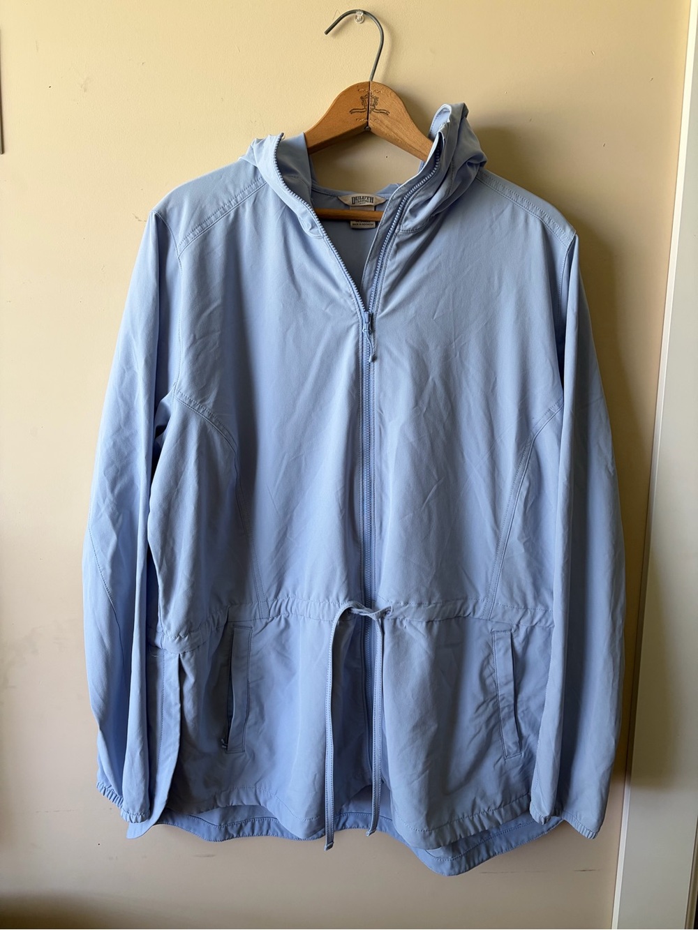 Duluth Trading Co Light Blue Hooded Windbreaker Jacket